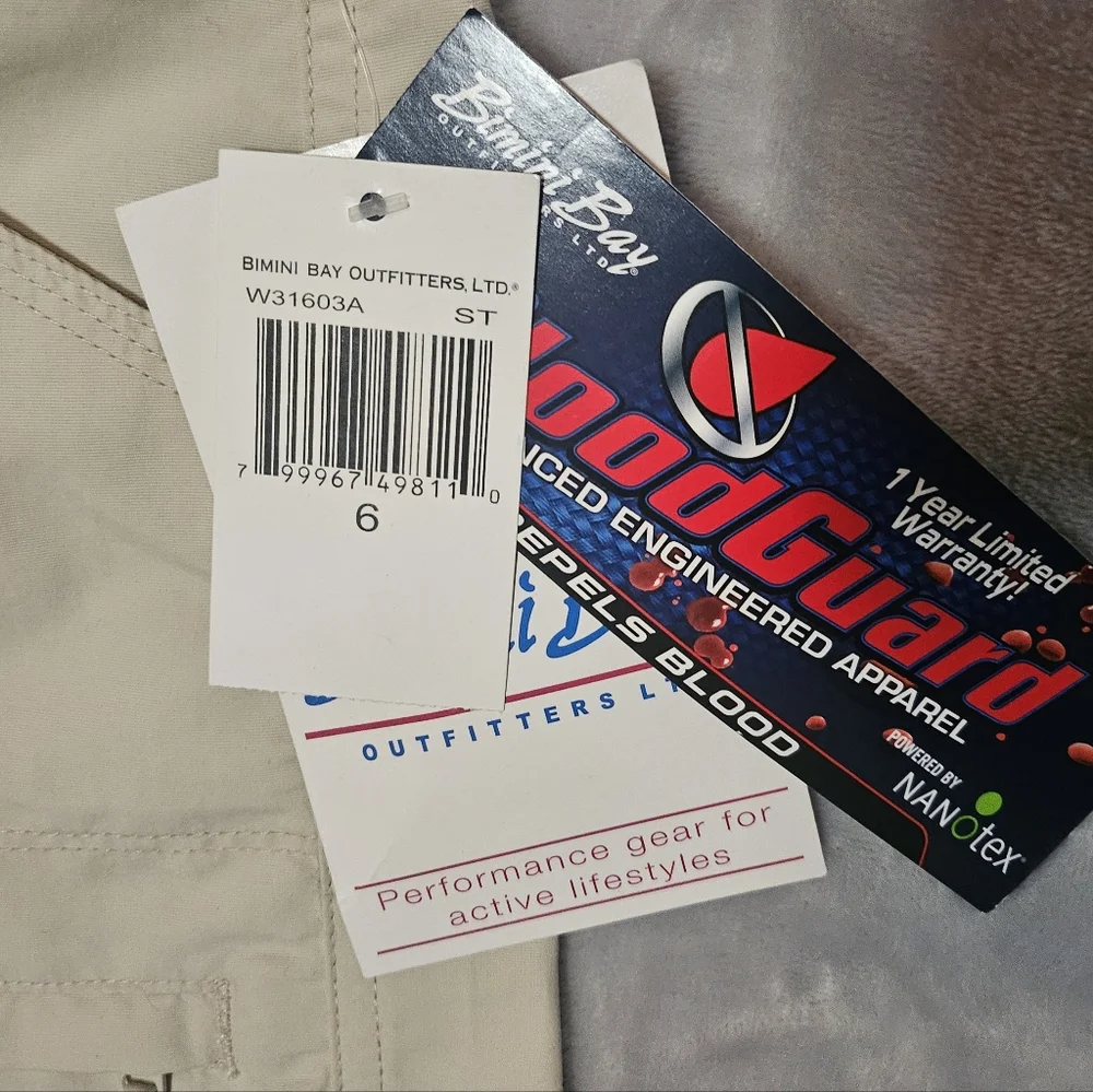 NWT Bimini Bay Shorts Stone Khaki Pocket High Waist Moisture Resistant s